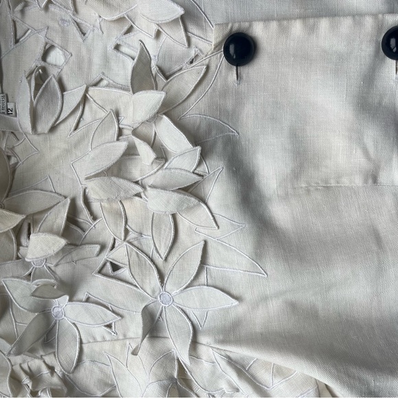 Vintage Cream Linen Crop Top Sz 12 - Picture 3 of 5